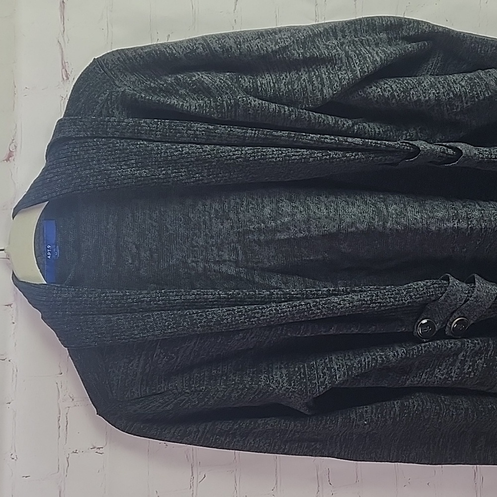 Apt 9 M Cardigan Black Gray Sweater - Picture 3 of 6
